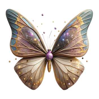 vibrant contemporary Dried Butterfly Wings Isolated with Faded Patterns png