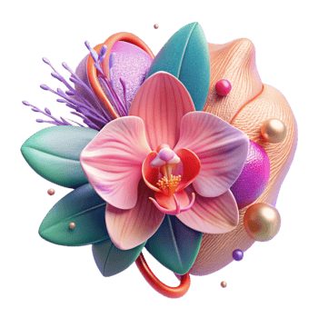 elegant artistic Bright Pink Orchid Isolated png