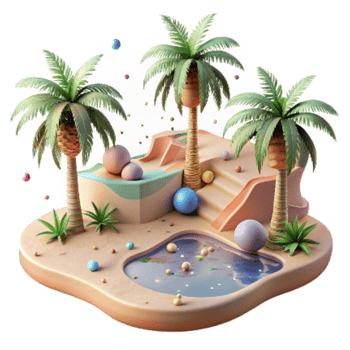 extraordinary artistic Desert Oasis Isolated with Palm Trees high resolution png
