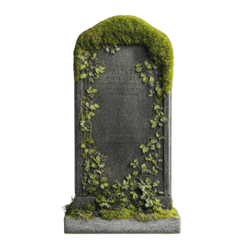 Weathered tombstone with climbing foliage evokes solemn remembrance and decay png