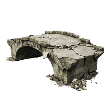 Ancient stone bridge, cracked surface, weathered texture architectural artifact png