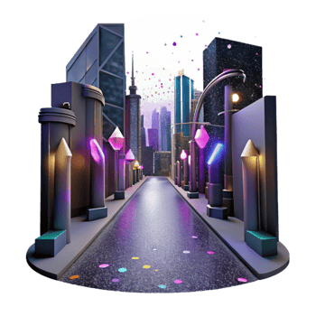 magnificent classic Dark City Street Cutout with Bright Lights png