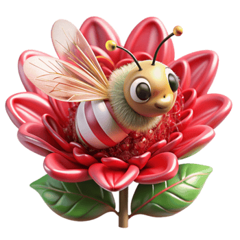 dramatic vintage Bee on Red Clover Flower Close Up Transparent Background original png