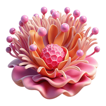 vibrant minimalist Coral Reef Anemone Isolated Bright Pink Tentacles high resolution png