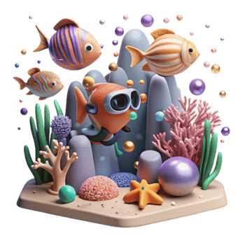 magnificent rustic Coral Reef with School of Fish and Coral Transparent Background png