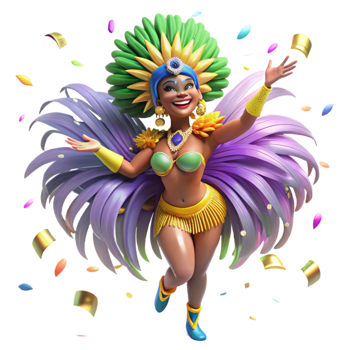 magnificent contemporary Brazilian Samba Dancer Feathered Costume Isolated exclusive png