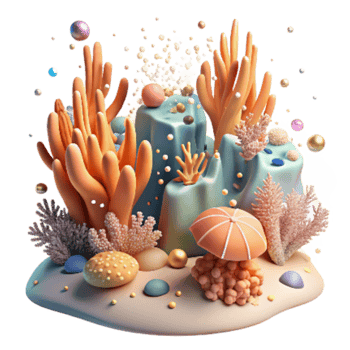 impressive minimalist Coral Reef with Sunlight Isolated Element Bright Scene detailed png