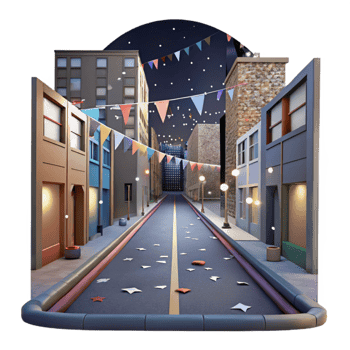 impressive minimalist Empty City Street at Night Isolated Element exclusive png