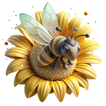 beautiful contemporary Close Up of Bee on Sunflower Transparent Background high resolution png
