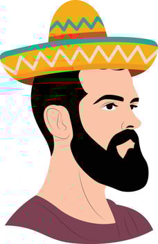 cinco de may man profile sombrero hat graphic design vector