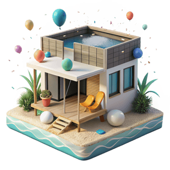 extraordinary modern Beach House with Ocean View Transparent Background high quality png
