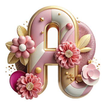 beautiful traditional Decorative Floral Letter H Cutout Pink and Gold original png