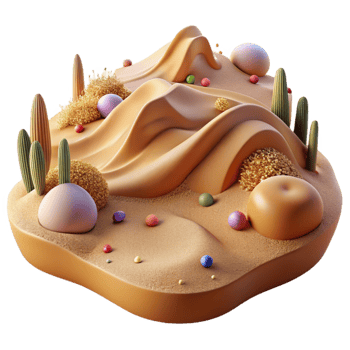 dramatic abstract Desert Landscape with Sand Dunes Side View Isolated detailed png