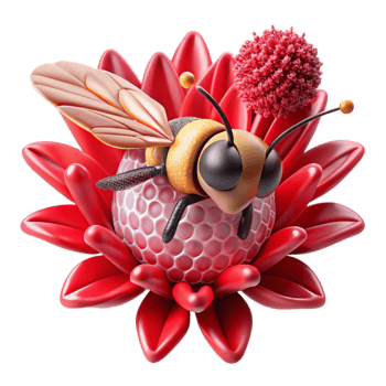 elegant minimalist Bee on Red Clover Flower Close Up Transparent Background high quality png