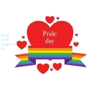 Pride Day Ribbon with Red Hearts Design vector