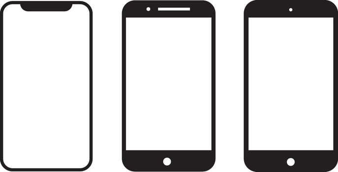 Smartphone icons. Simple icon smartphone. Cellphone frame with blank screen isolated templates vector