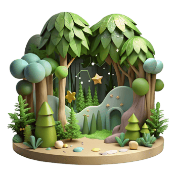 dramatic contemporary Forest Scene Cutout with Lush Greenery exclusive png