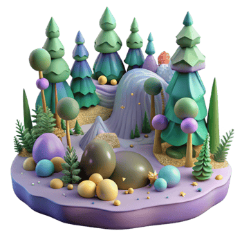 elegant artistic Forest Landscape Panoramic View Isolated on Transparent Background premium png