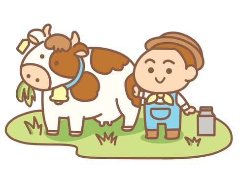 Little boy with a cow. vector
