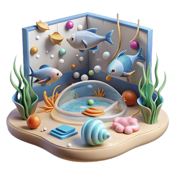 dramatic traditional Fish School Swimming Underwater Scene Transparent Background high quality png