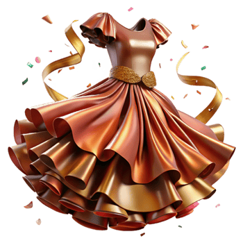 impressive abstract Bronze Spanish Flamenco Dress with Flowing Skirt Transparent Background premium png