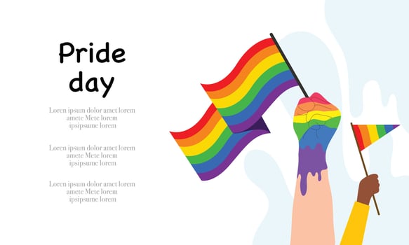 Hand Holding Rainbow Flag for Pride Celebration Day vector