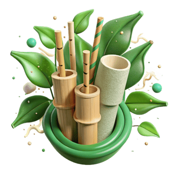 extraordinary abstract Bamboo Straws with Green Leaves Isolated exclusive png