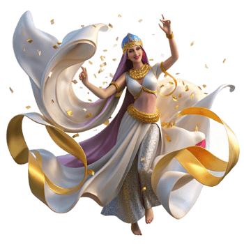 wonderful artistic Belly Dancer with Flowing Veil Transparent Background exclusive png