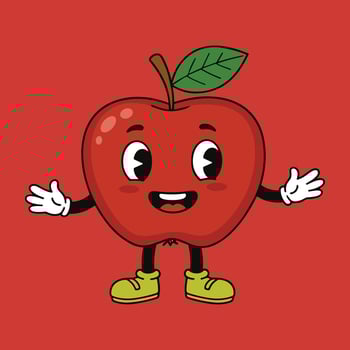 Groovy Red Apple Fruit Mascot vector