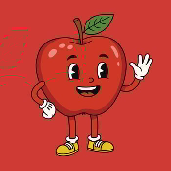 Groovy Vintage Red Apple Fruit Mascot vector