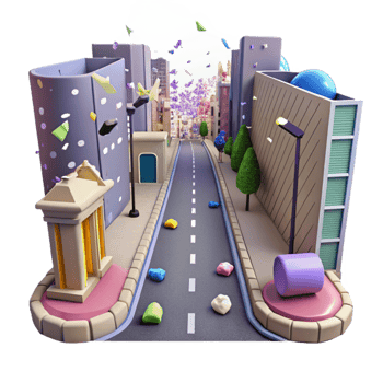 serene vintage City Street with Litter Cutout original png