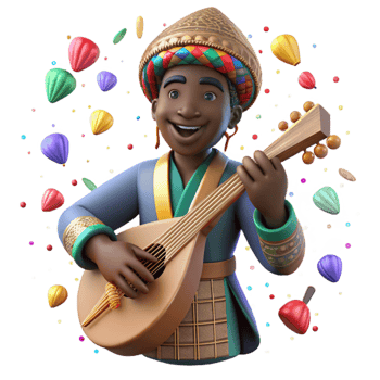 stunning artistic African Kora Player Griot Tradition Isolated Element genuine png