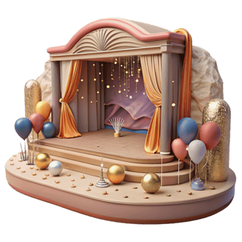 wonderful vintage Community Theater Performance on Outdoor Stage Isolated genuine png