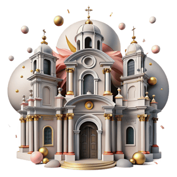 stunning classic Baroque Church Cutout with Ornate Facade detailed png