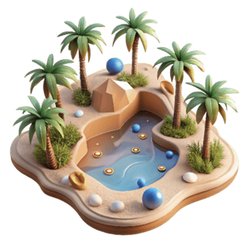 stunning traditional Desert Oasis Cutout Isolated Palm Trees and Water png