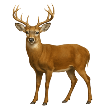 Realistic deer standing in nature wildlife scene square transparent image forest environment close-up view natural beauty png