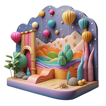 beautiful minimalist Colorful Mural Landscape Cutout with Panoramic View exclusive png
