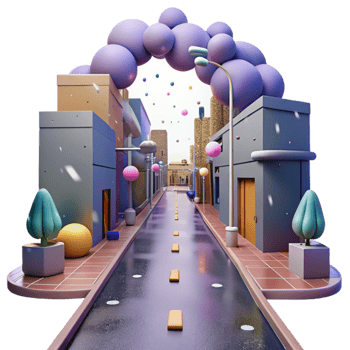 stunning creative Deserted City Street After Rain Isolated Element premium png