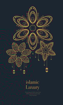 3D Gold Crescent Moon Ramadan Decoration vector