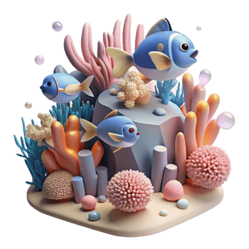 beautiful creative Fish School Coral Reef Underwater Ecosystem Transparent Background png