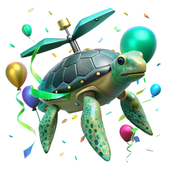 serene artistic Drone Monitoring Green Sea Turtle Transparent Background genuine png