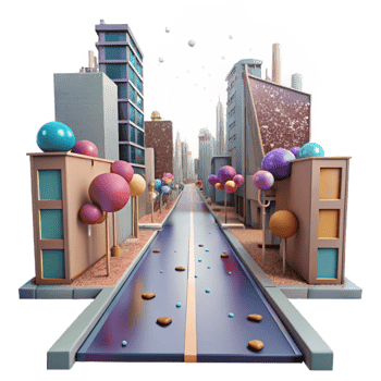 stunning artistic Deserted City Street After Rain Isolated Element original png