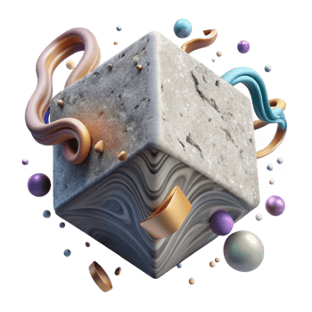 impressive minimalist Floating Cube Concrete Texture Transparent Background professional png