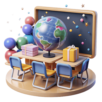 wonderful vintage Classroom with Globe and Maps Cutout high resolution png