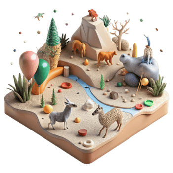 magnificent minimalist Computer Generated Map of Animal Habitats Diverse Ecosystems Transparent Background original png