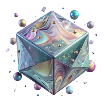 impressive vintage Floating Cube Glass Material Transparent Background detailed png