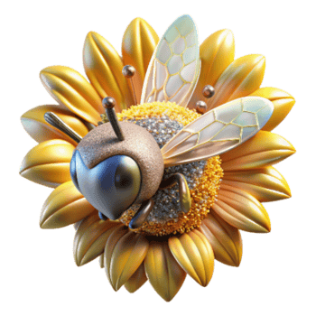 wonderful modern Close Up of Bee on Sunflower Transparent Background authentic png