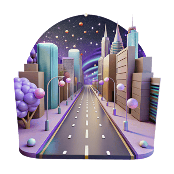 elegant traditional Empty City Street at Night Isolated Element detailed png