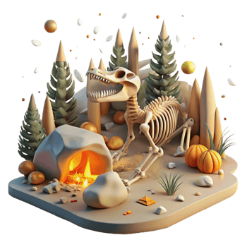 impressive rustic Forest Fire Aftermath Reptile Skeleton Isolated premium png