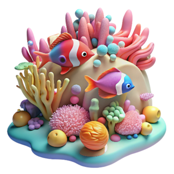 stunning classic Coral Reef with Colorful Fish Isolated authentic png